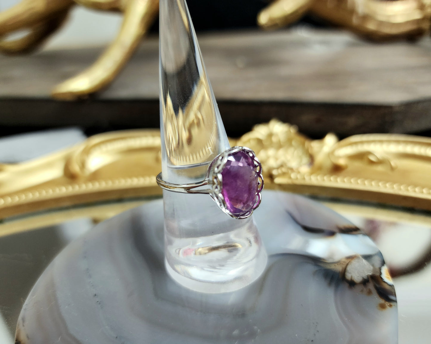 Faceted Purple Fluorite Ring
