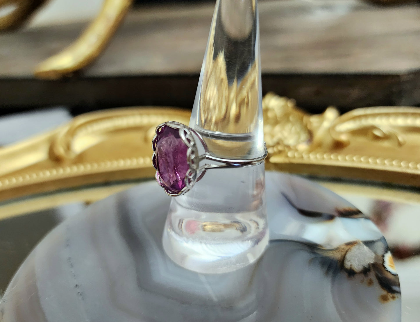 Faceted Purple Fluorite Ring