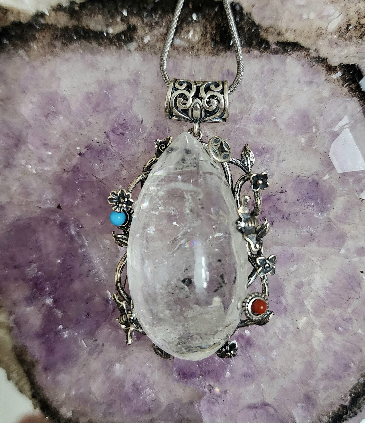 Teardrop Enhydro Quartz Pendant