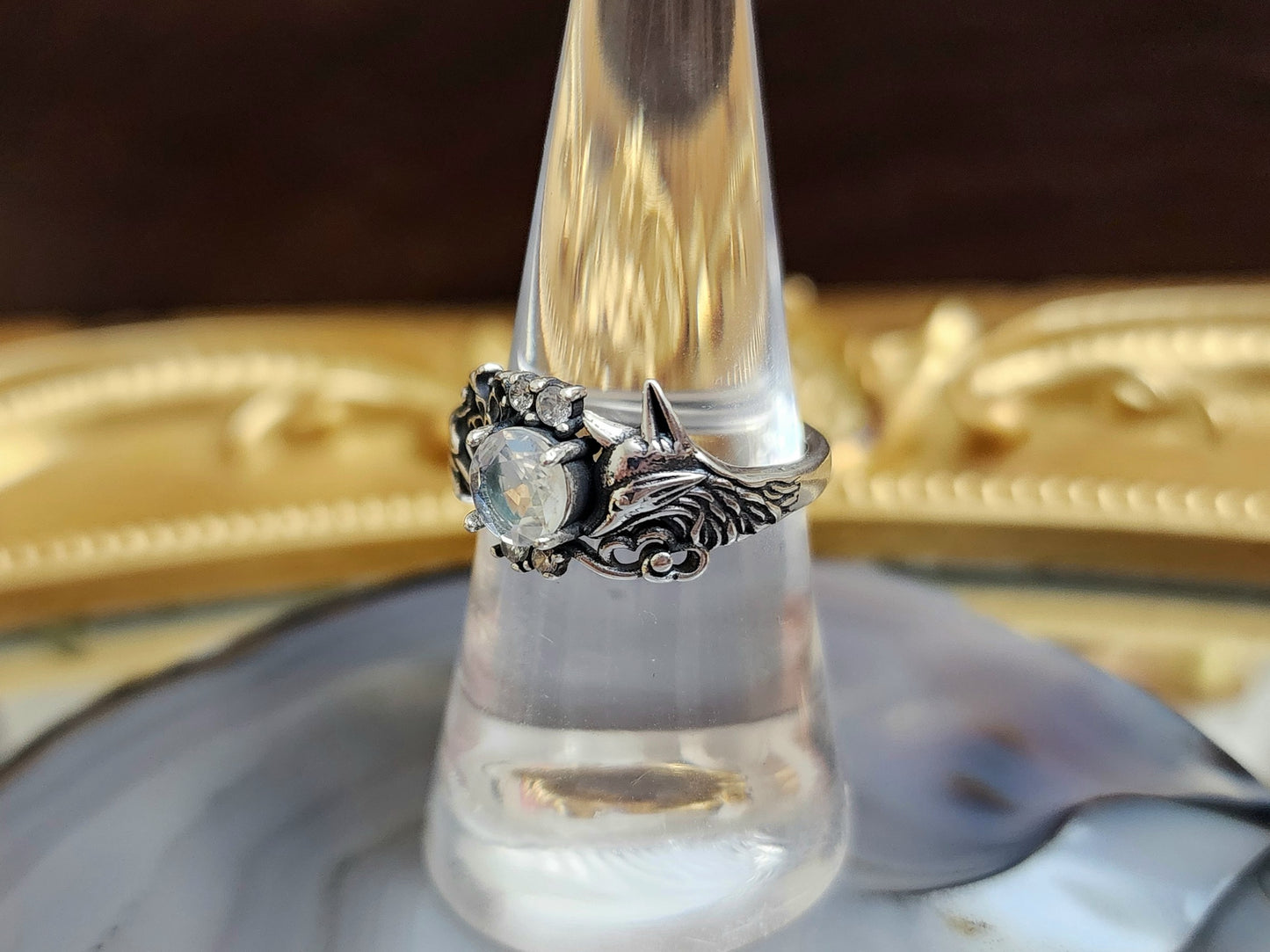 Madagascar Moonstone Fox Ring