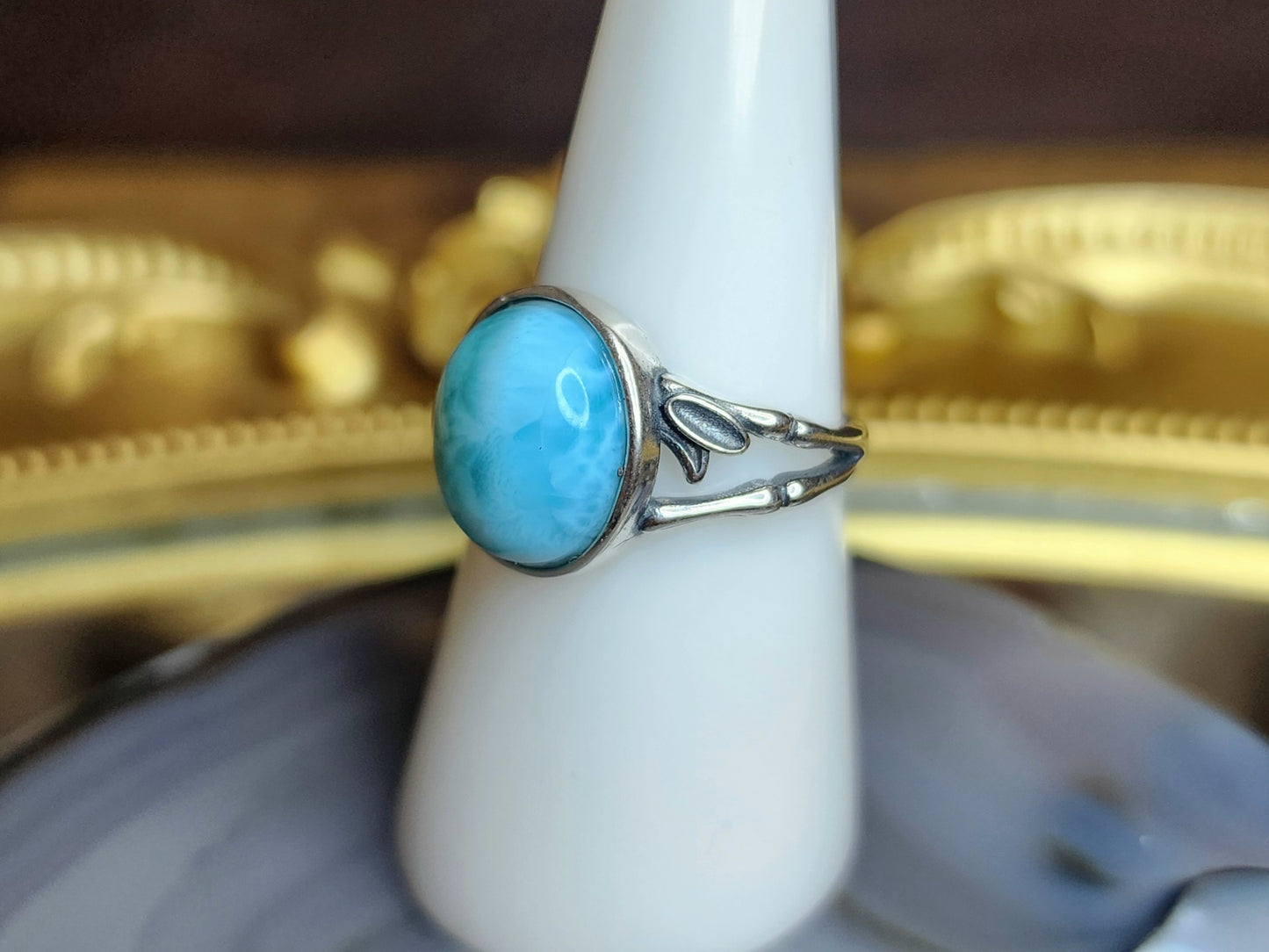 Blue Green Larimar Ring E