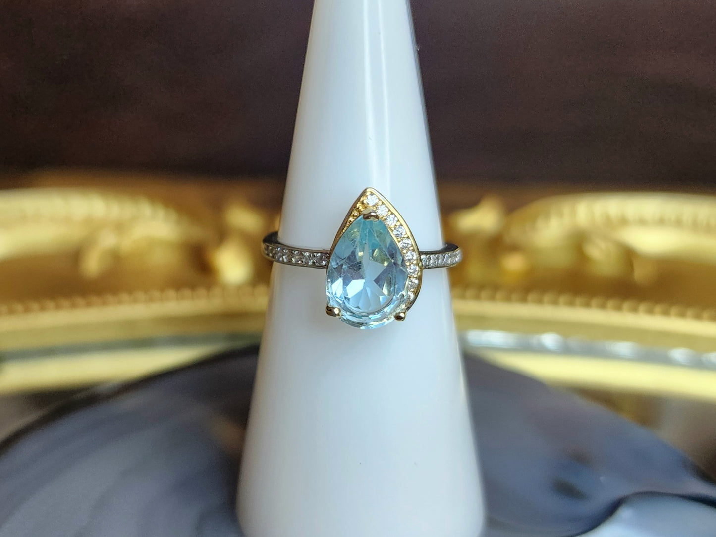 Asymmetrical Blue Topaz Ring