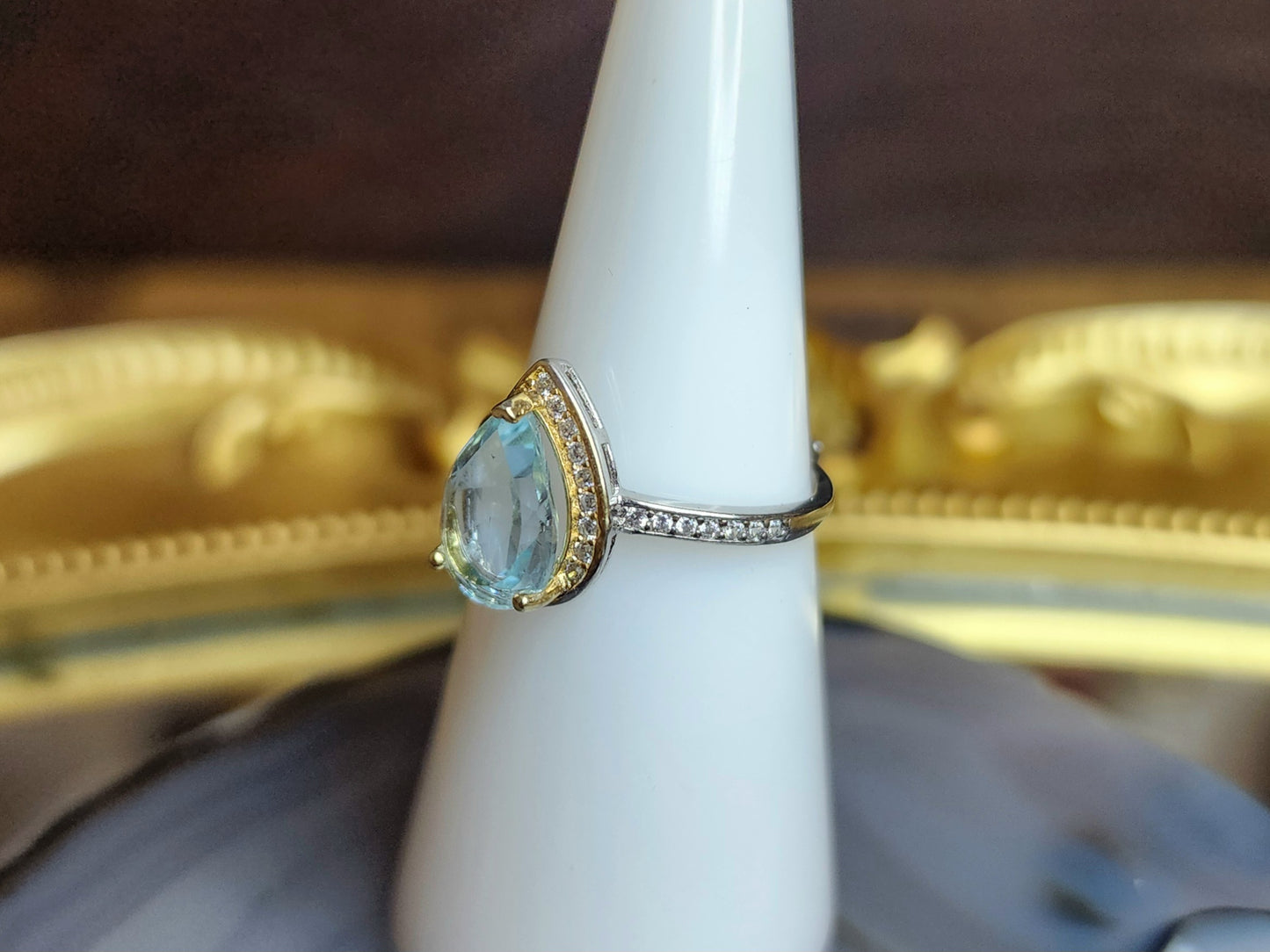 Asymmetrical Blue Topaz Ring