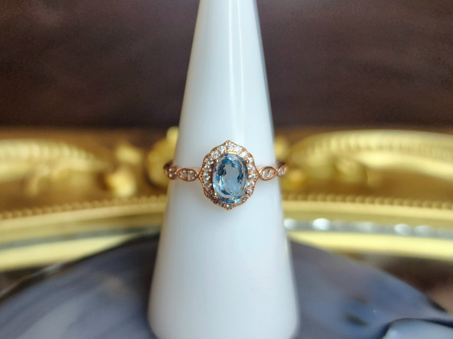 Blue Topaz in Rose Gold Ring