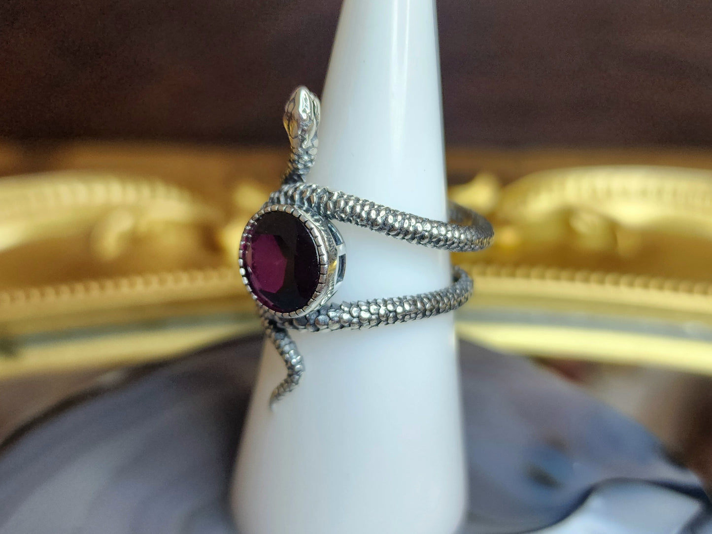 Purple Garnet Snake Ring A
