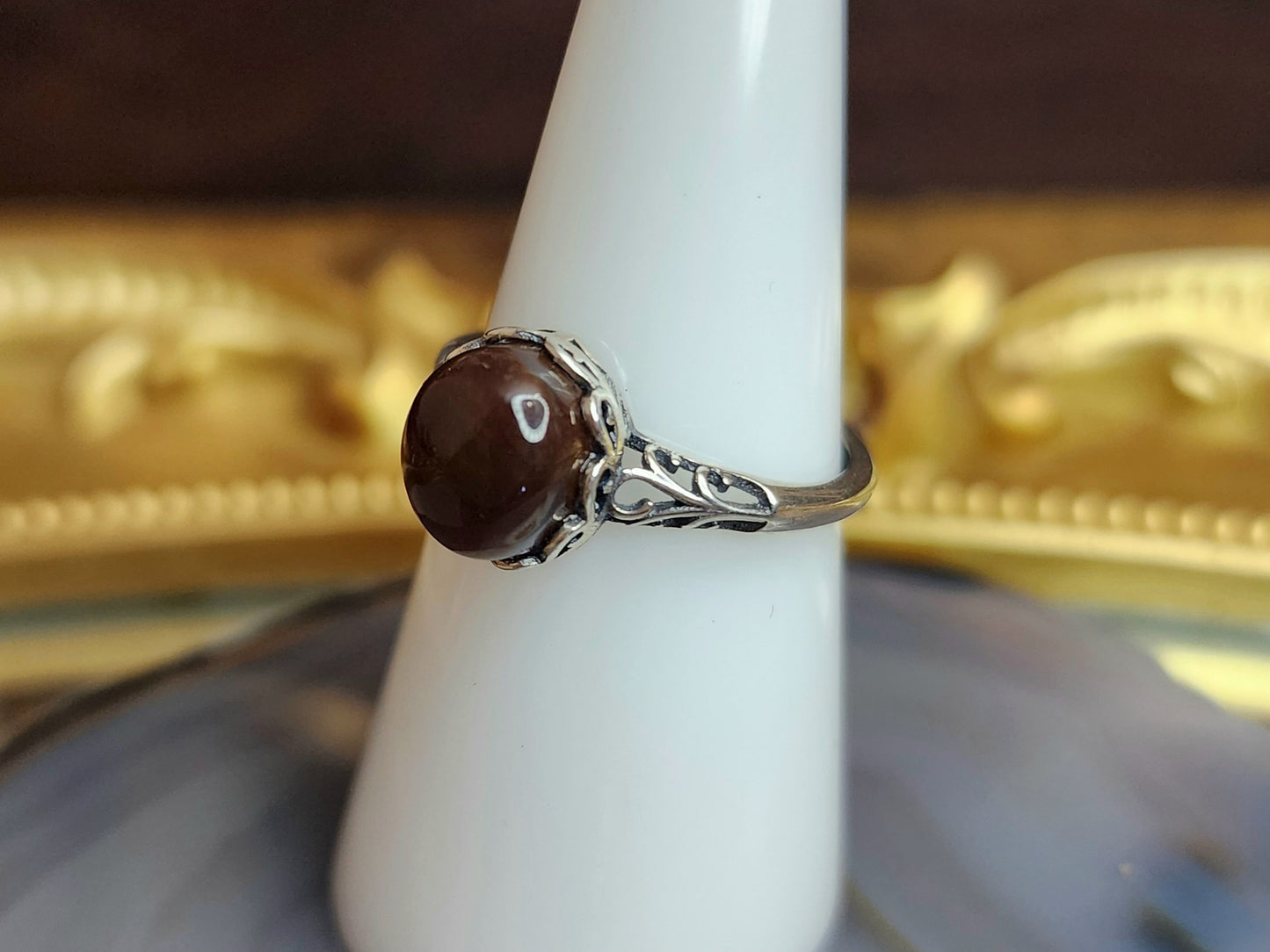 Fire Agate Round Ring