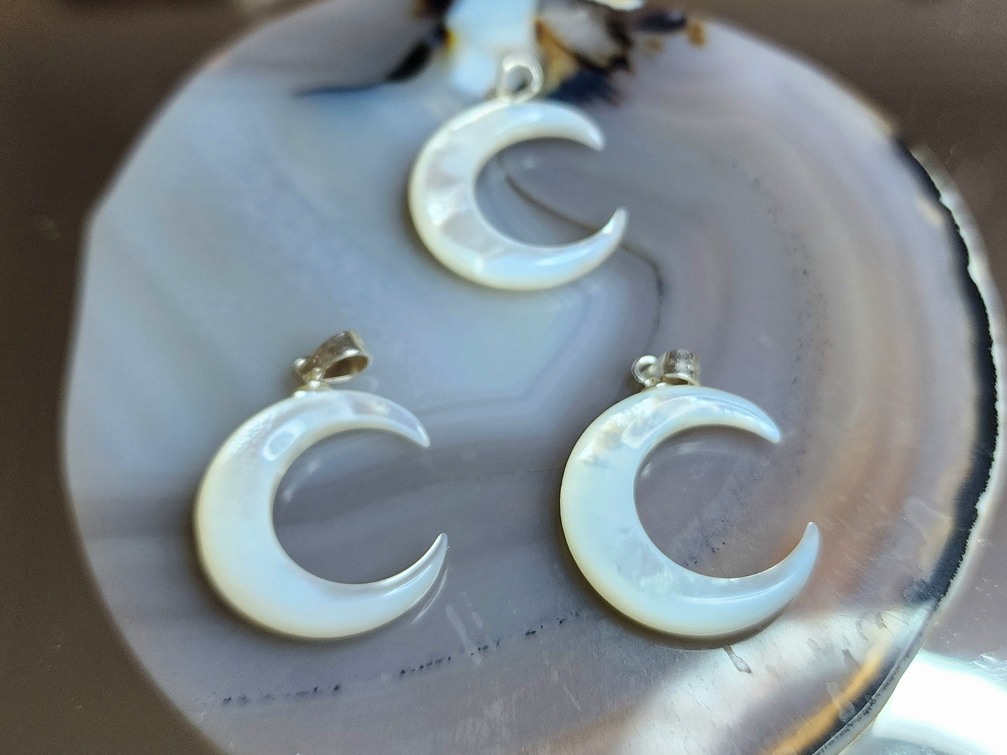 White Shell Moon Pendant