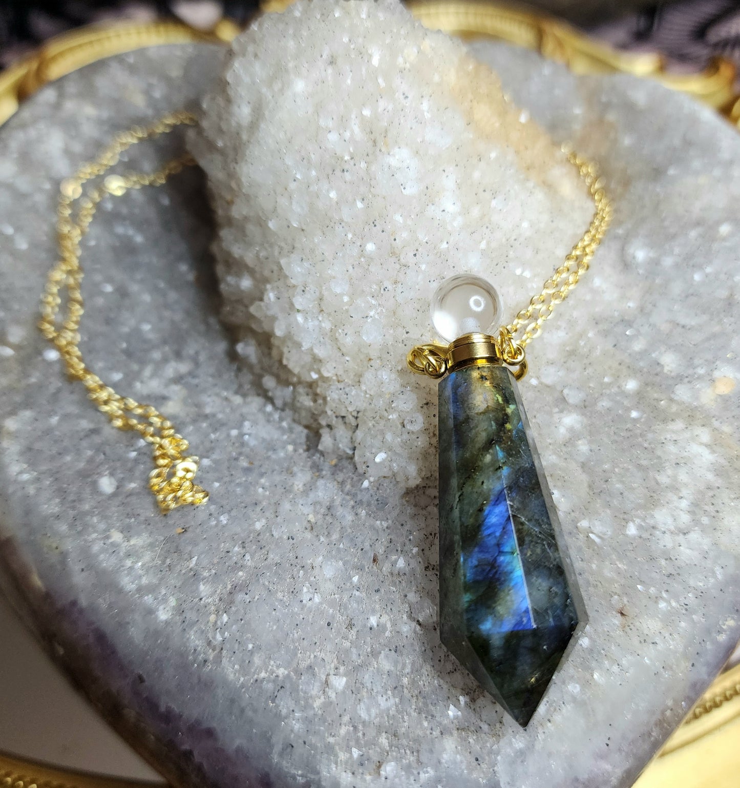 Labradorite Potion Bottle Necklace