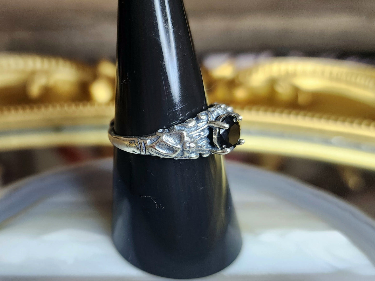 Black Spinel Vampire Ring