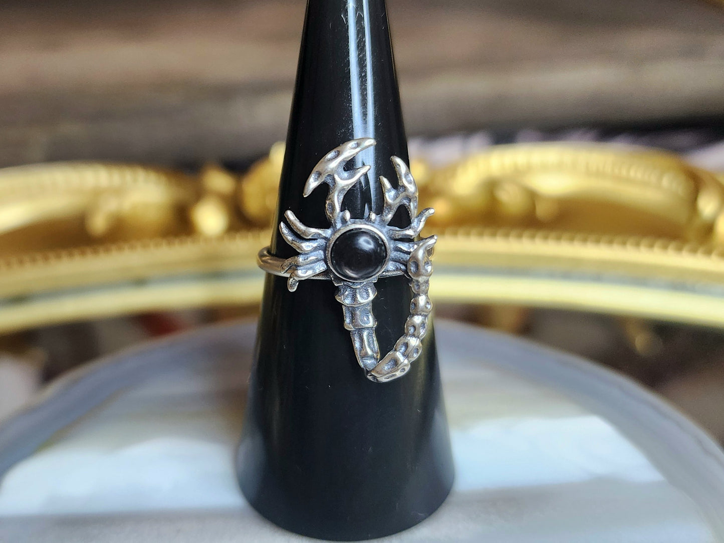 Hypersthene Scorpion Ring