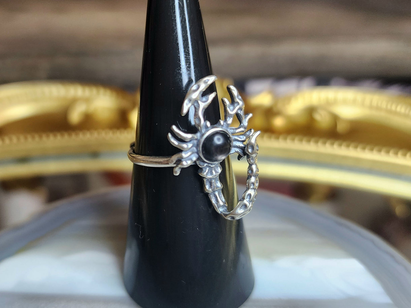 Hypersthene Scorpion Ring