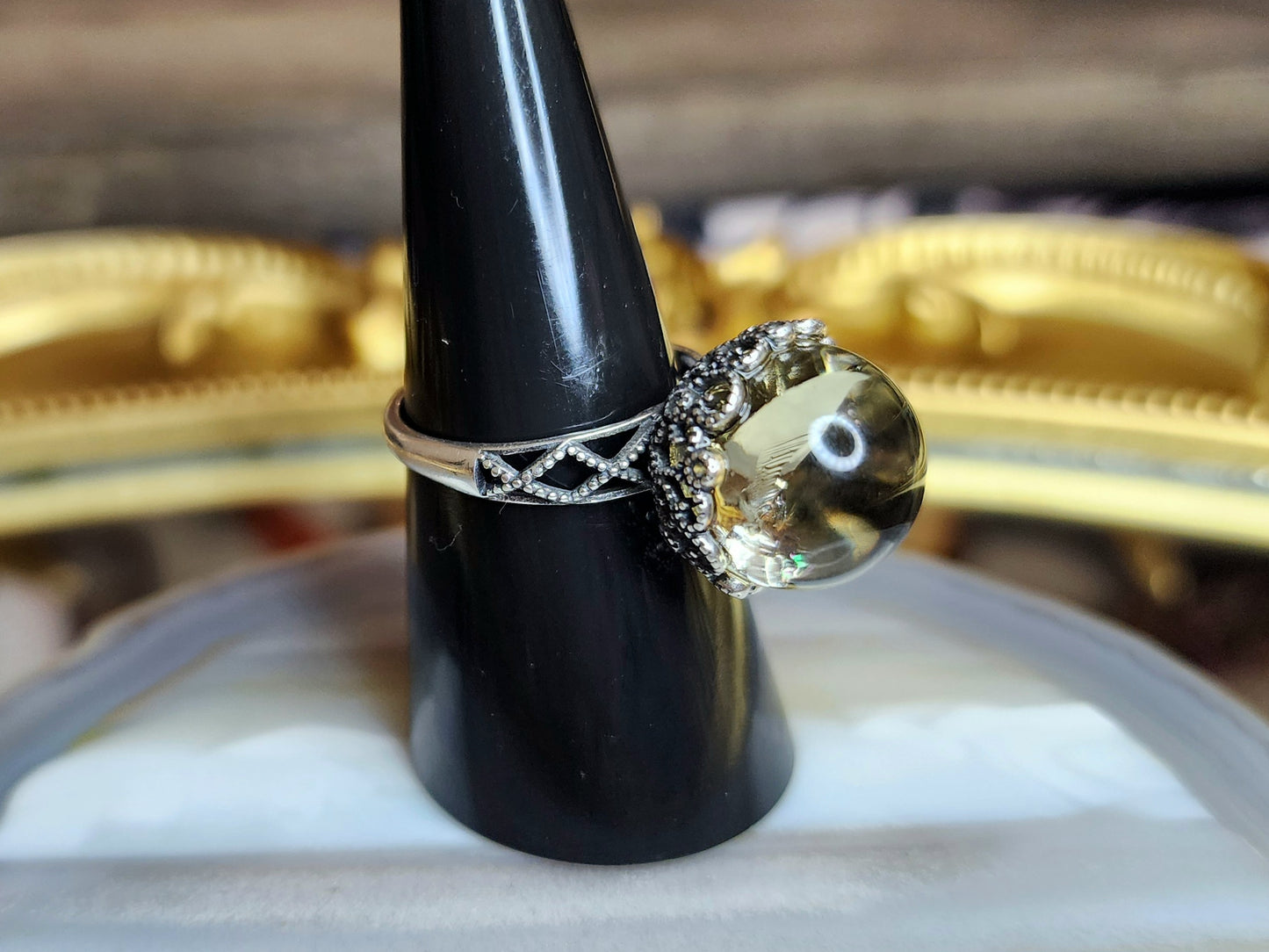Crackle Smokey Quartz Ring A