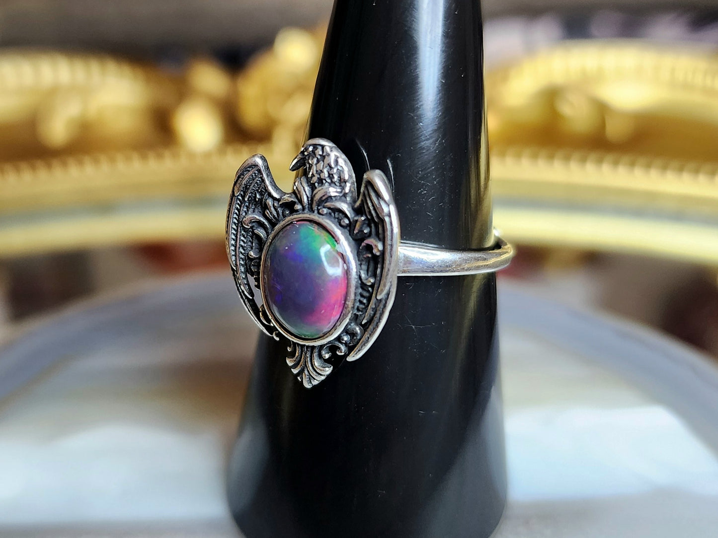 Black Opal Eagle Ring A