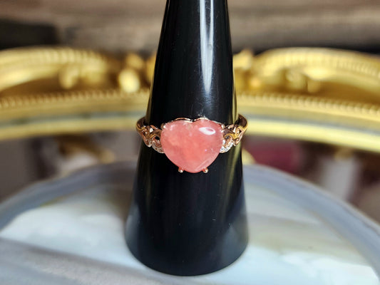 Rhodochrosite Heart Ring