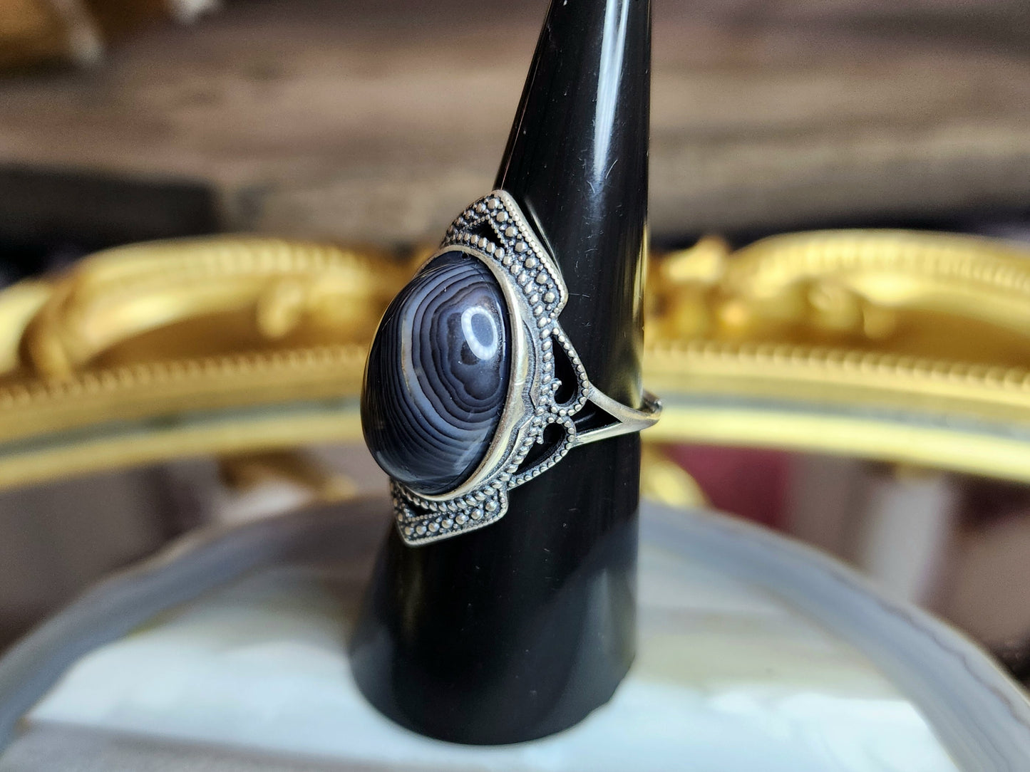 Black and White Agate Ring B