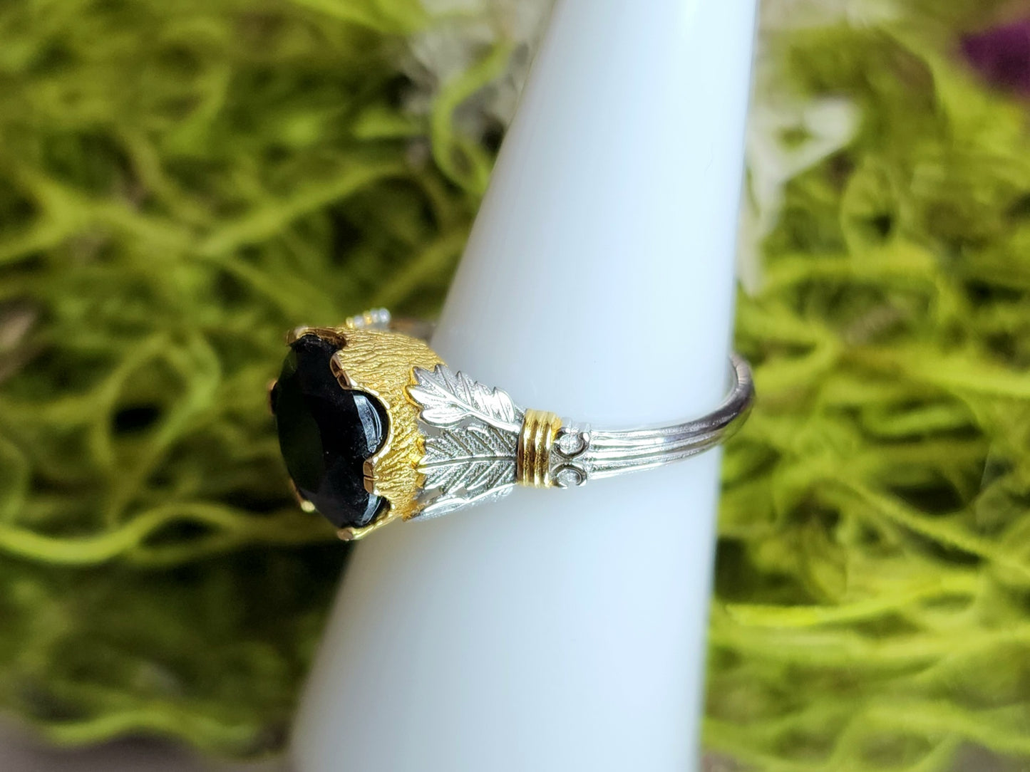 Faceted Black Spinel Ring