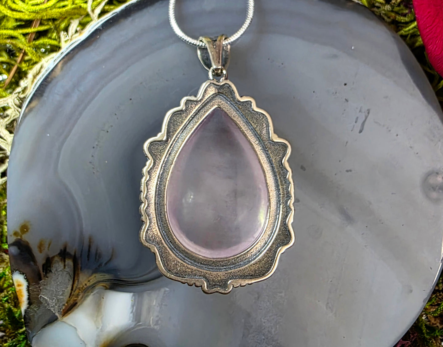 Green Flash Pink Morganite Pendant B