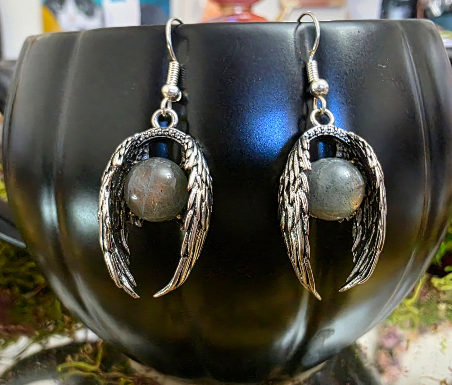 Winged Labradorite Earrings