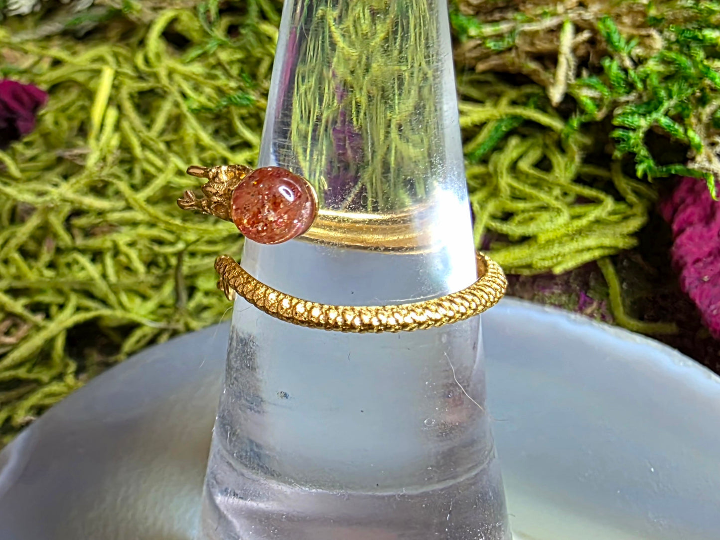 Golden Sunstone Dragon Ring