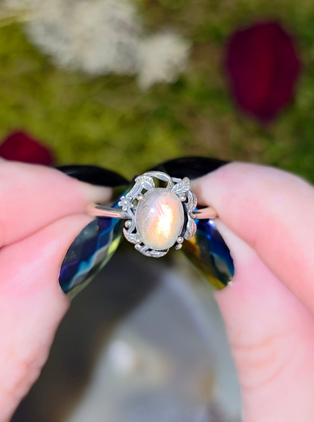 Sunset Flash Labradorite Ring