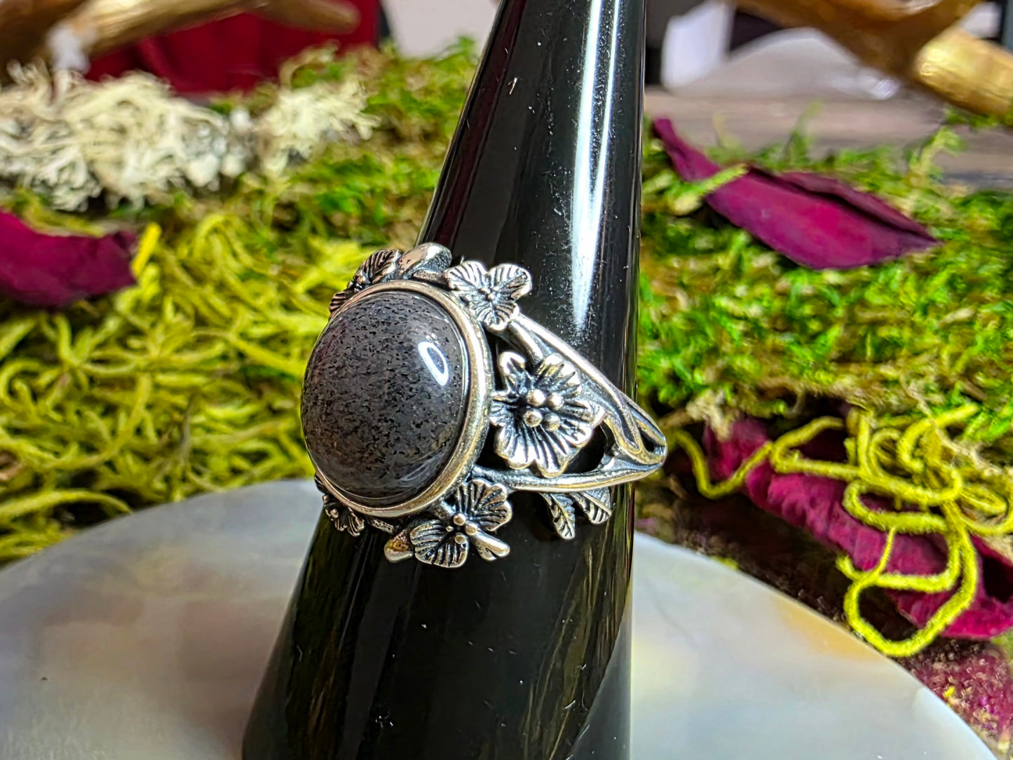 Black Moonstone Garden Ring
