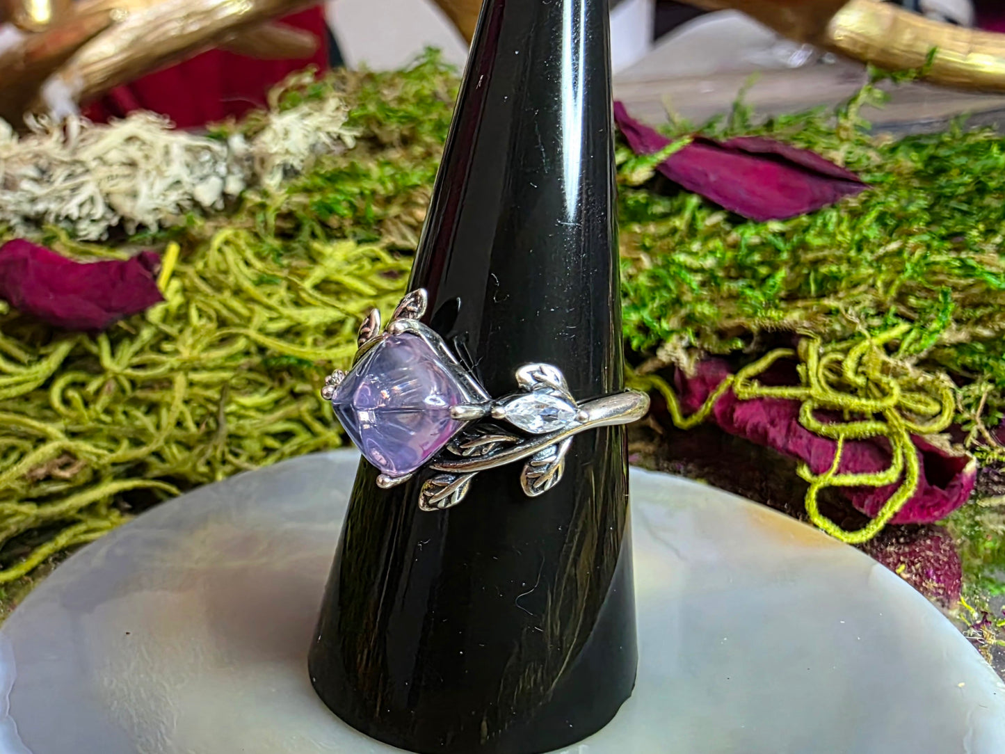Lavender Moon Quartz Sugar Loaf Ring