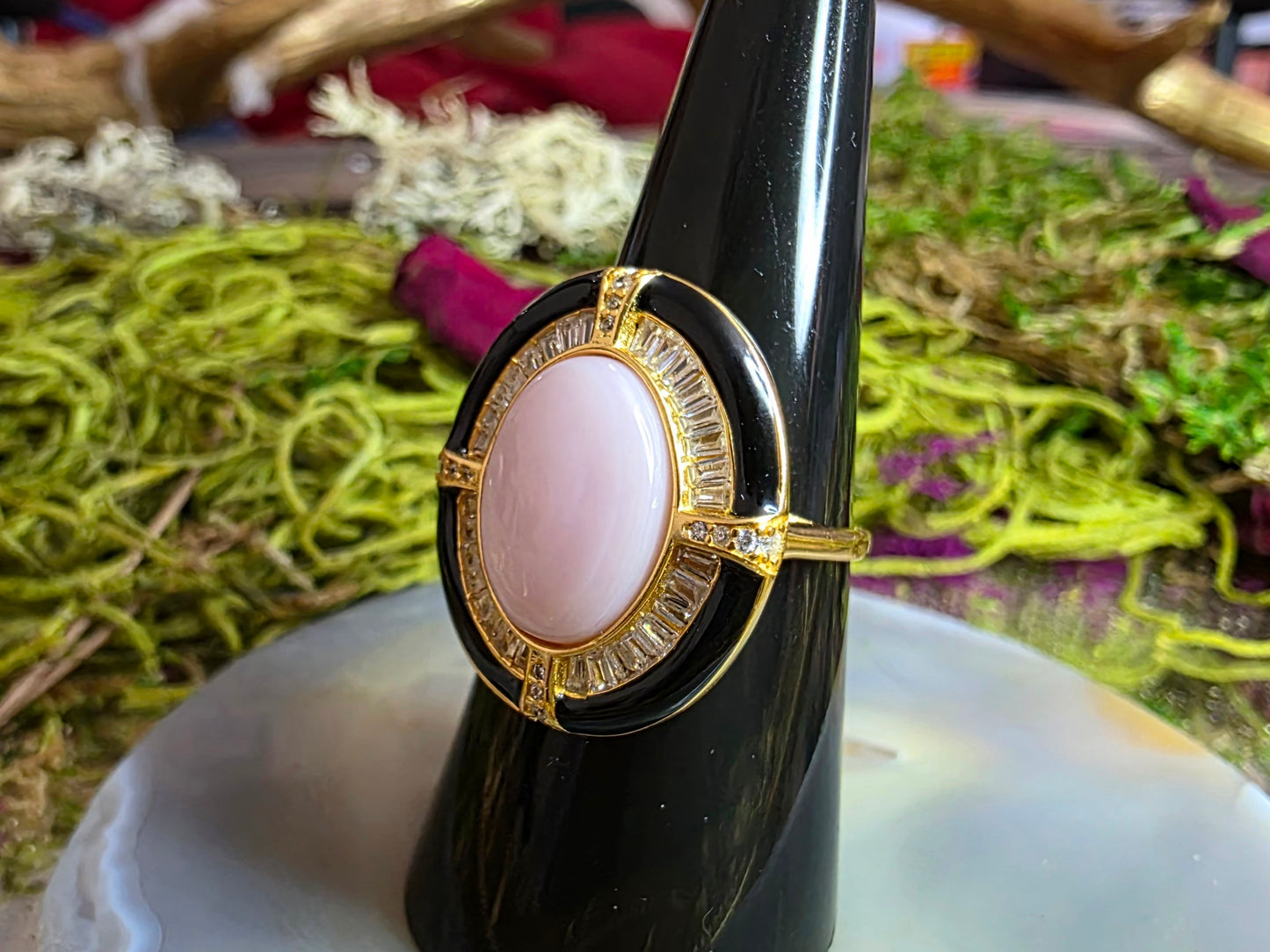 Pink Shell and Agate Ring