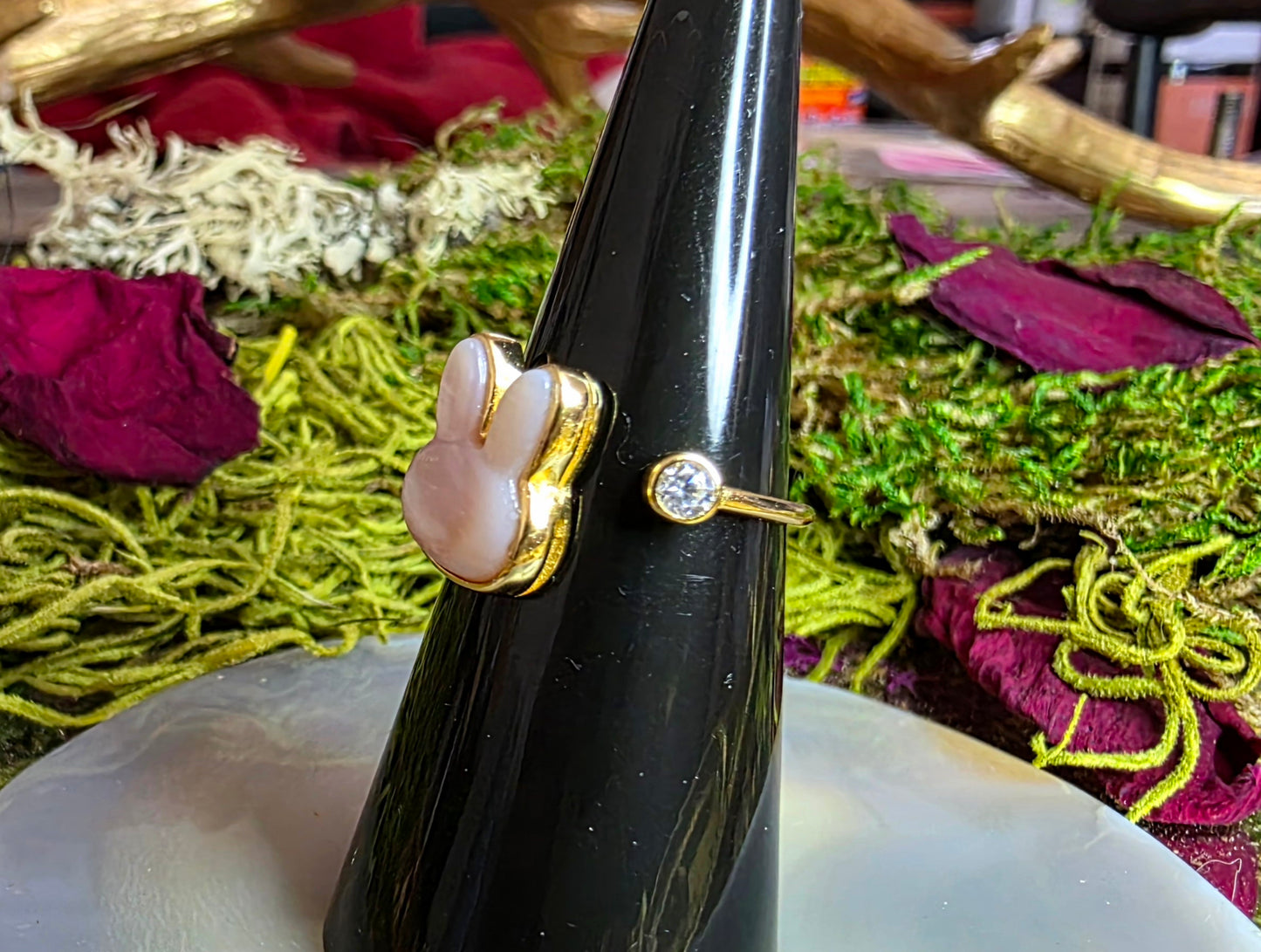 Pink Shell Bunny Ring