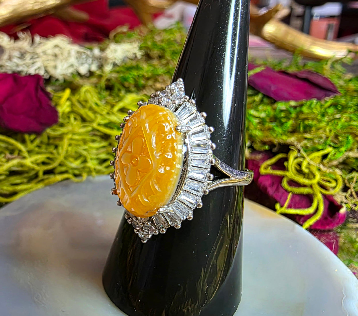 Carved Golden Shell Ring