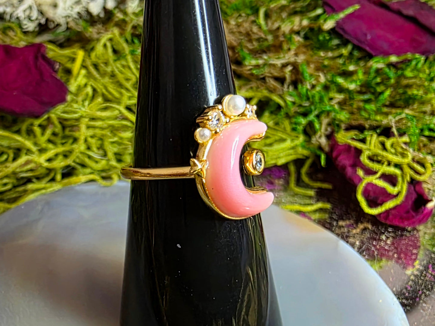 Pink Shell Moon Ring