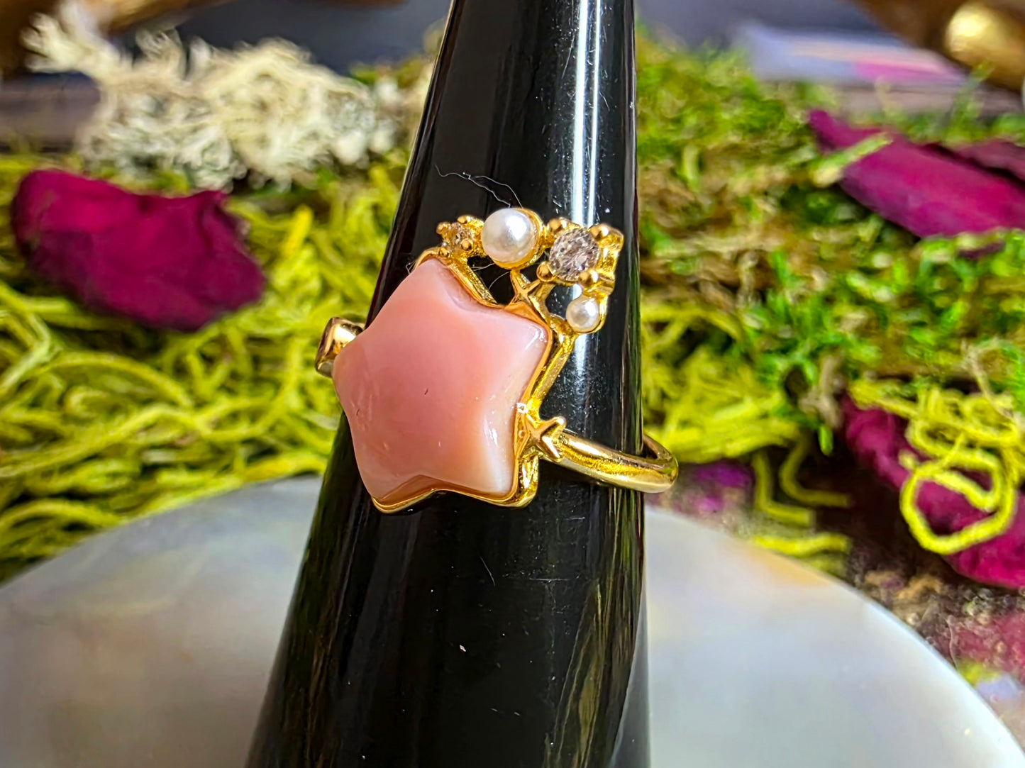 Pink Shell Star Ring