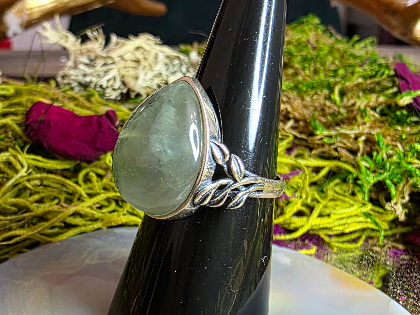 Prehnite Teardrop Ring