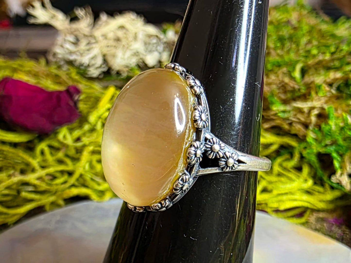 Golden Shell and Clear Quartz Ring