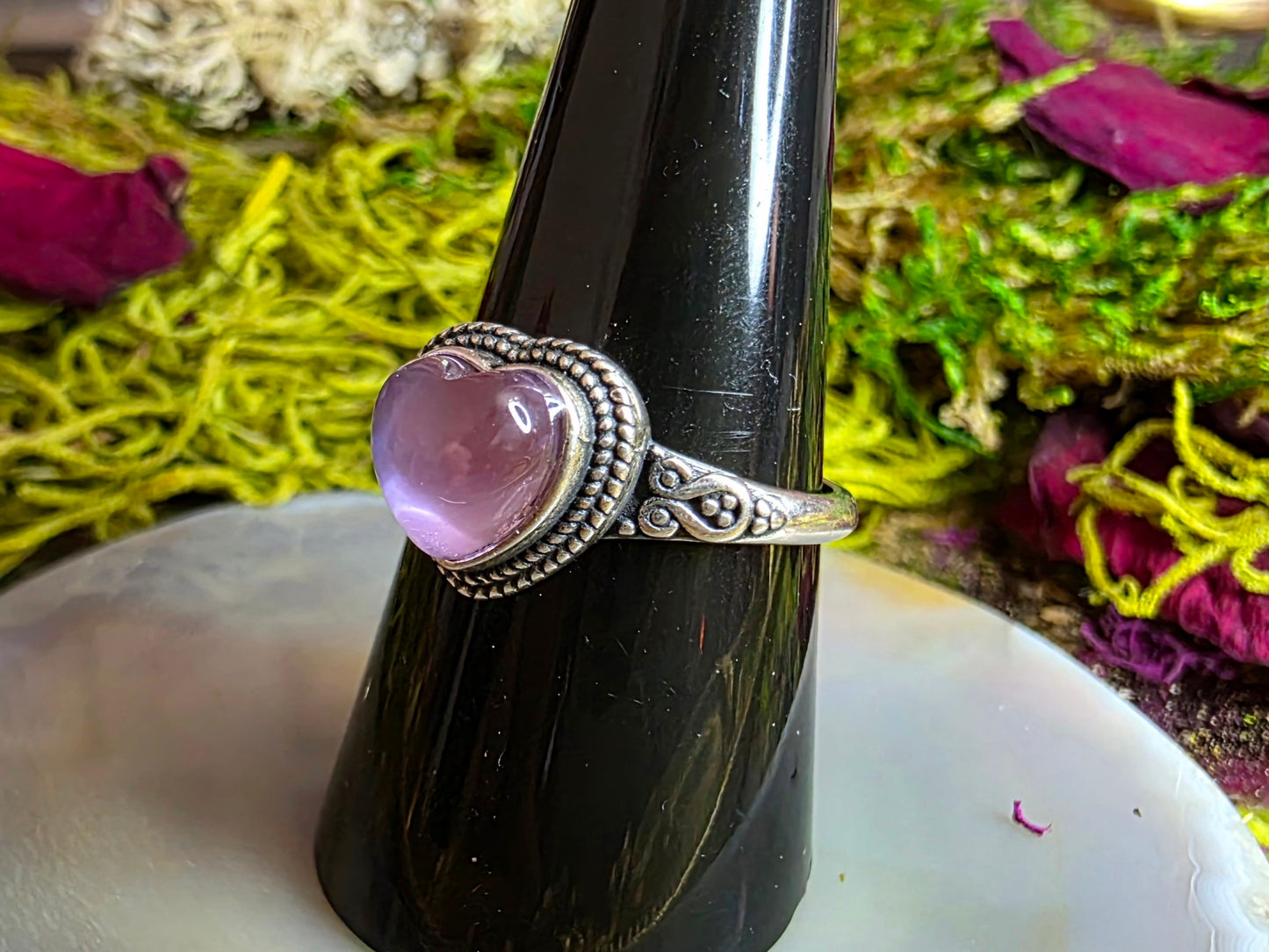 Pink Shell Heart Ring