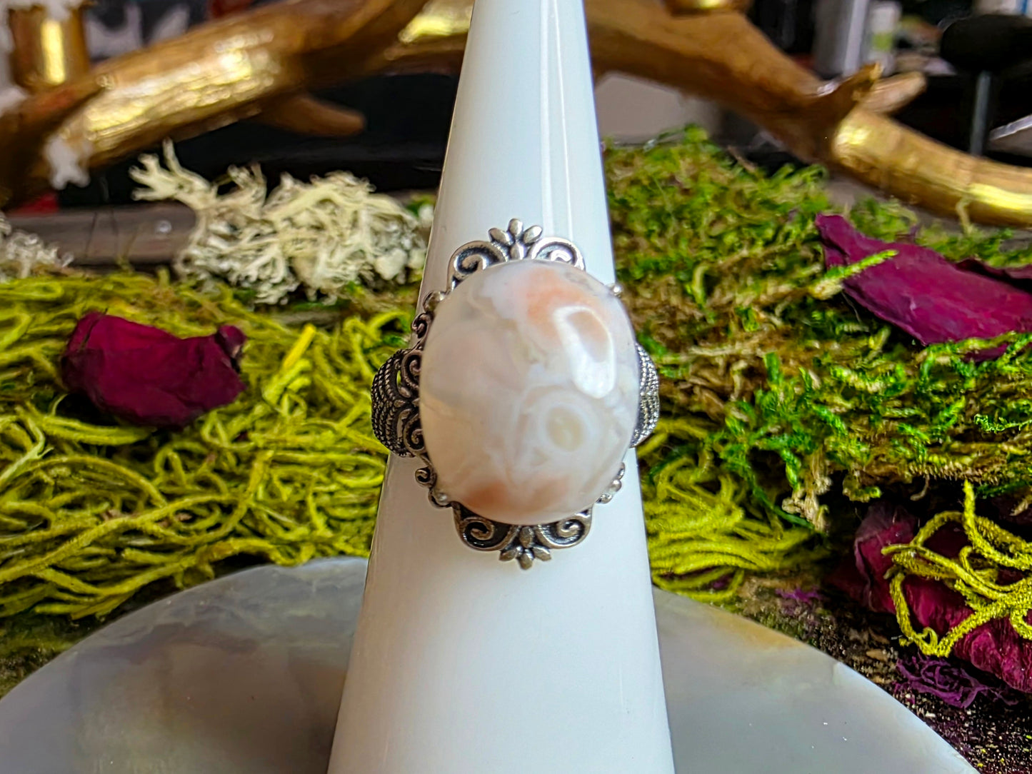 Flower Agate Ring