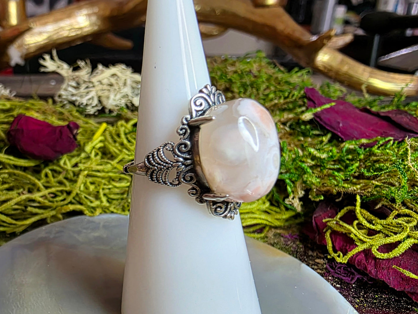 Flower Agate Ring