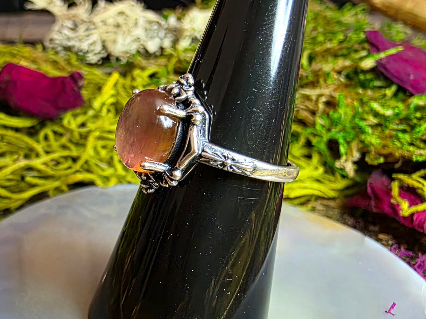 Peachy Gem Lepidolite Ring