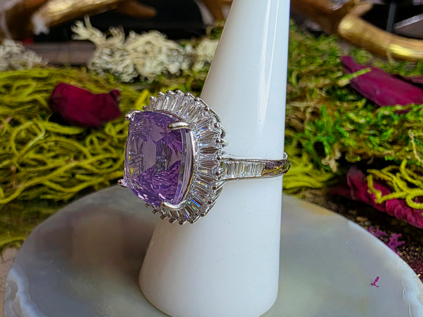 Square Lavender Moon Quartz Cocktail Ring
