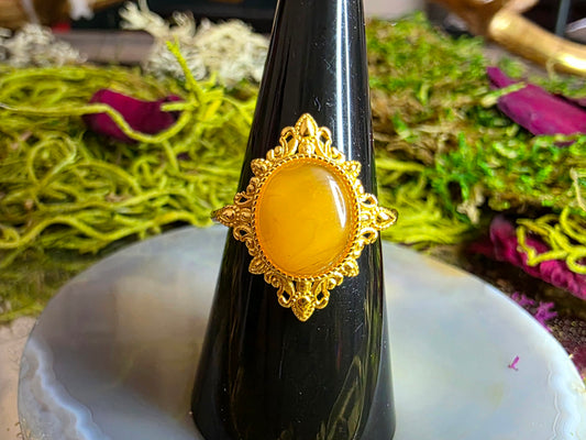 Golden Amber Sun Ring