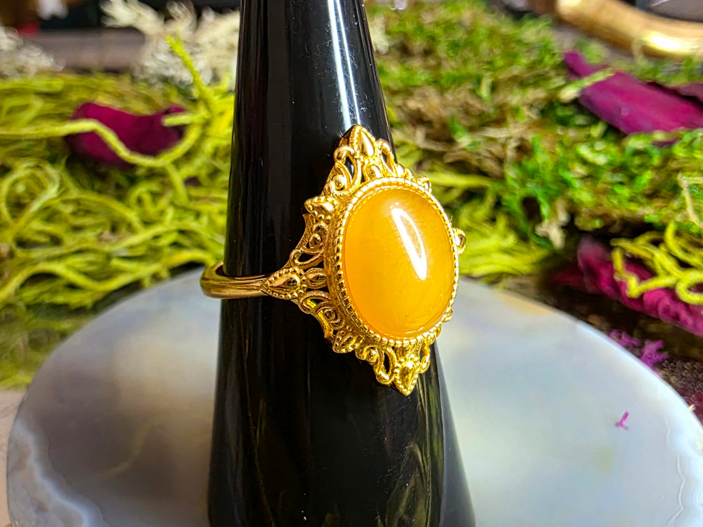 Golden Amber Sun Ring
