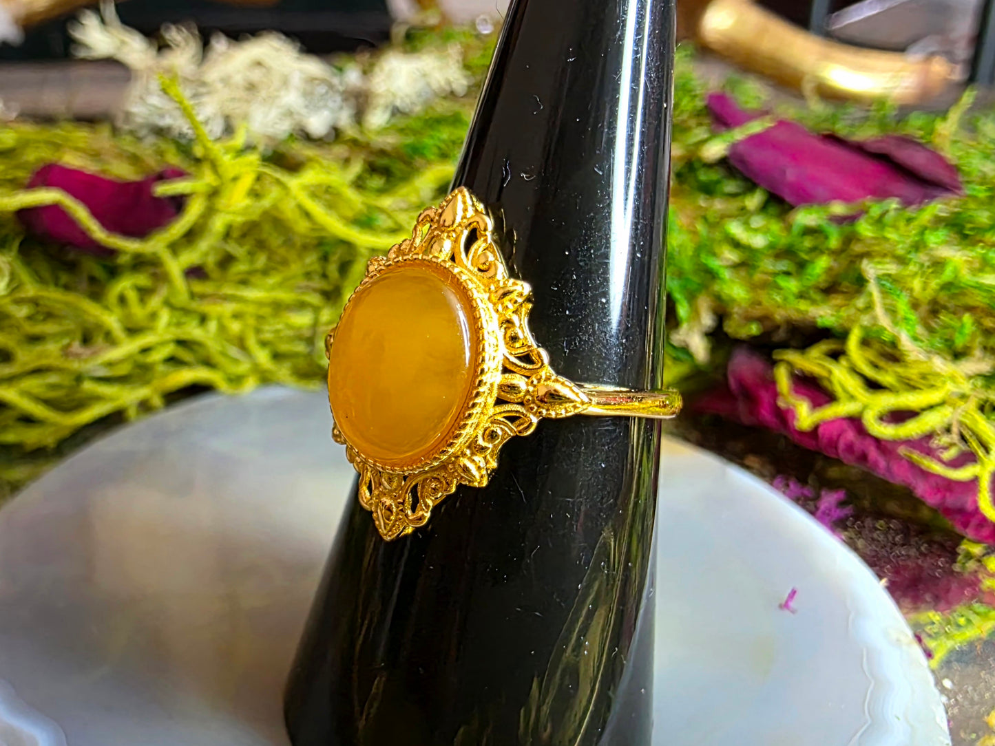 Golden Amber Sun Ring
