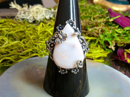 "Pink Larimar" Teardrop Ring