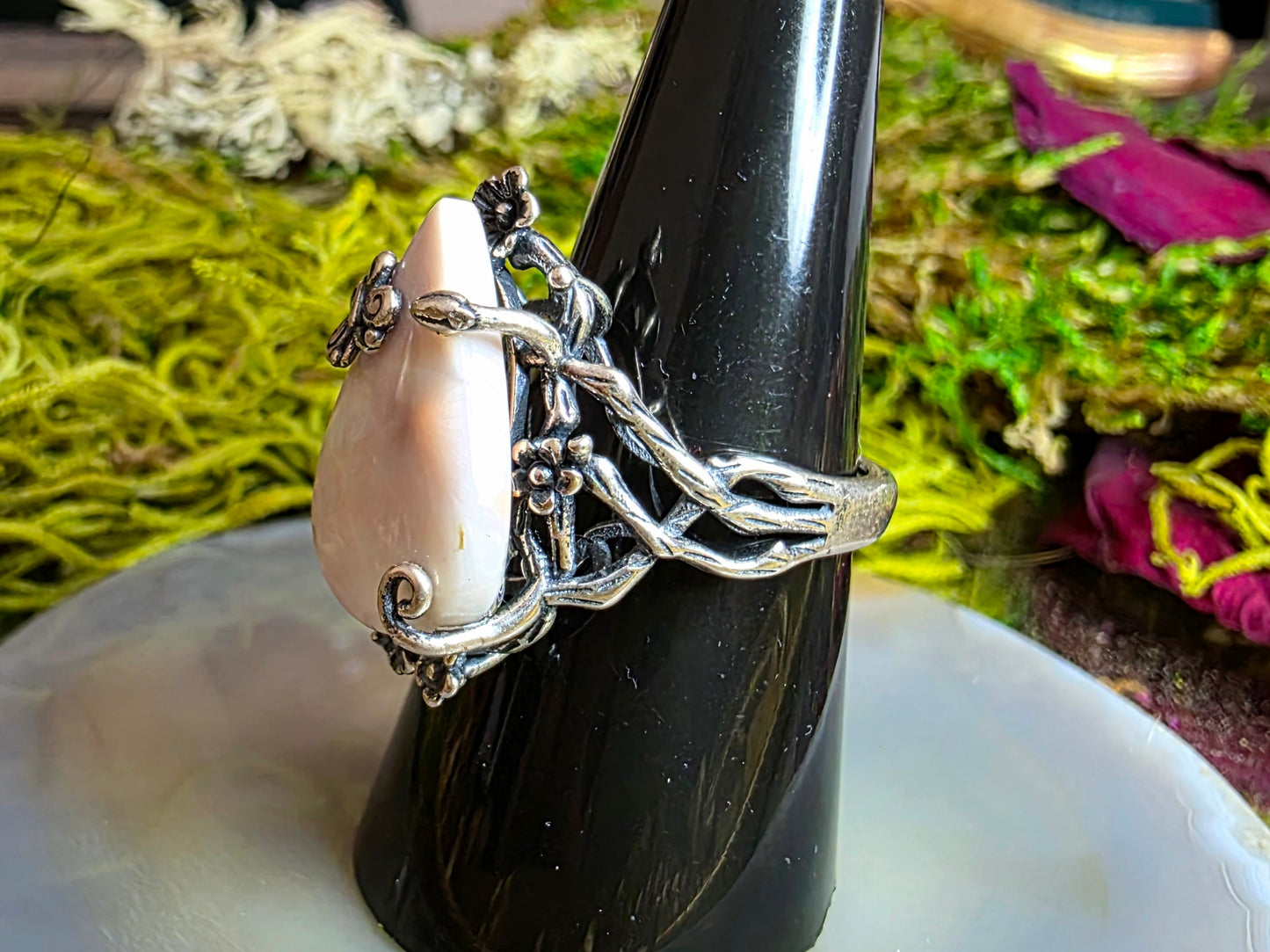 "Pink Larimar" Teardrop Ring