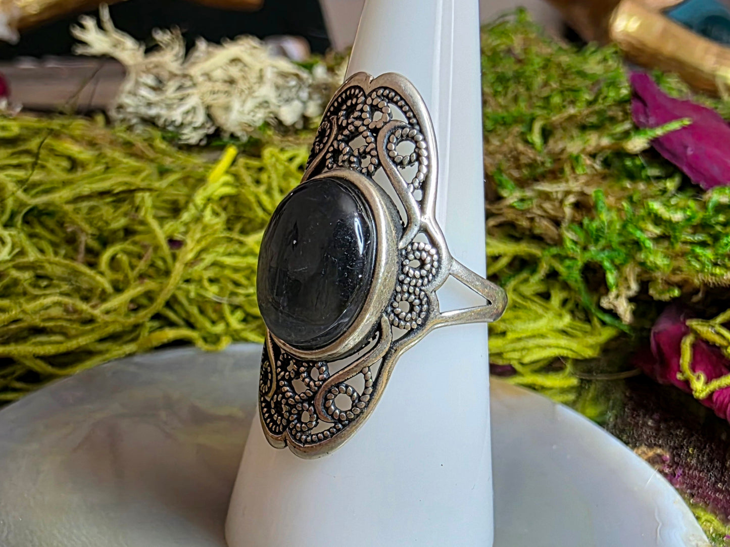 Deep Blue Rabbit Hair Ring