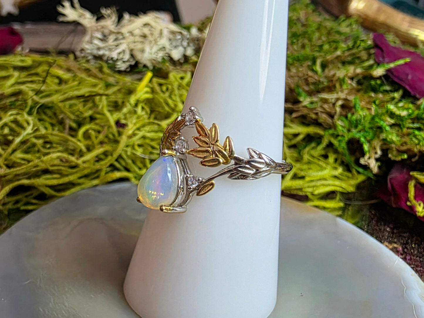 White Opal Branch Ring