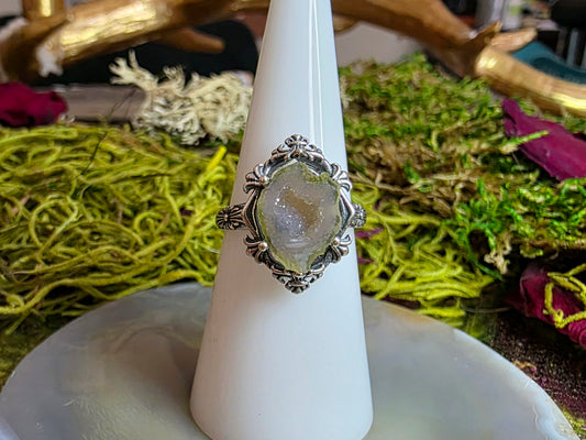 White Geode Ring