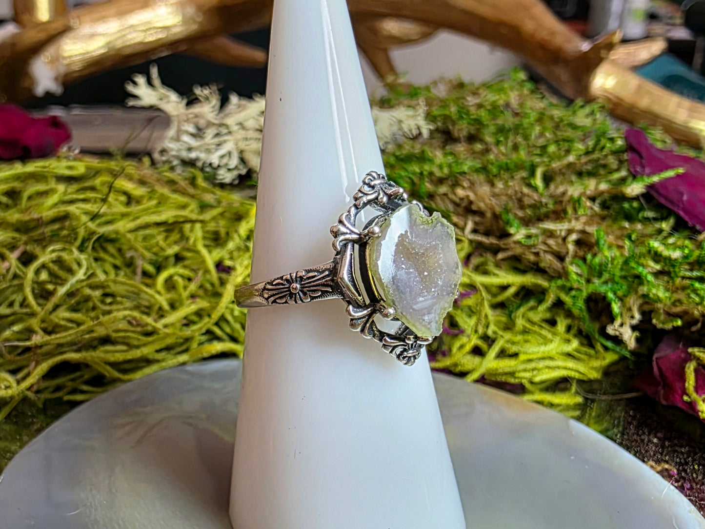 White Geode Ring