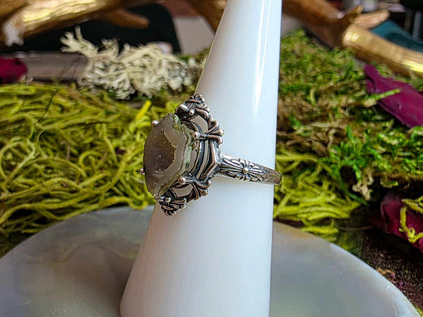 White Geode Ring