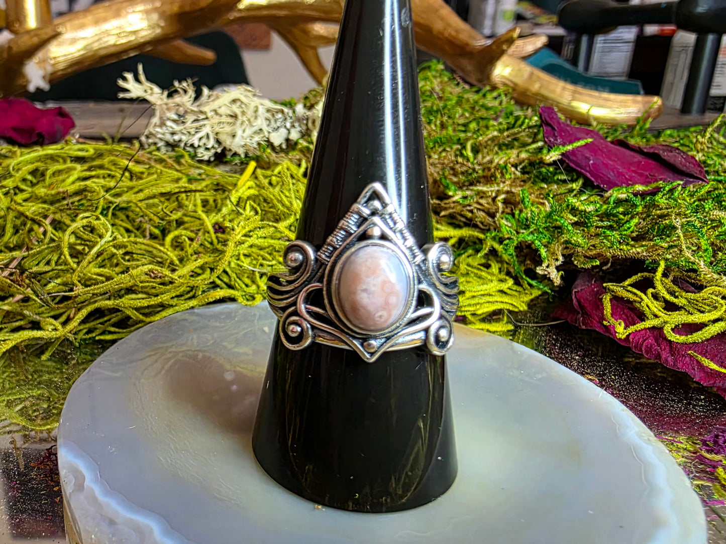 Orbicular Sea Jasper Wrap Ring A