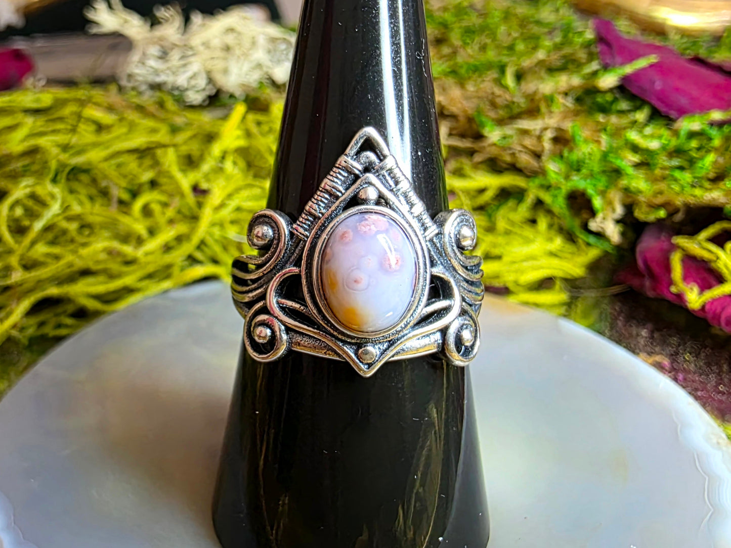 Orbicular Sea Jasper Wrap Ring B